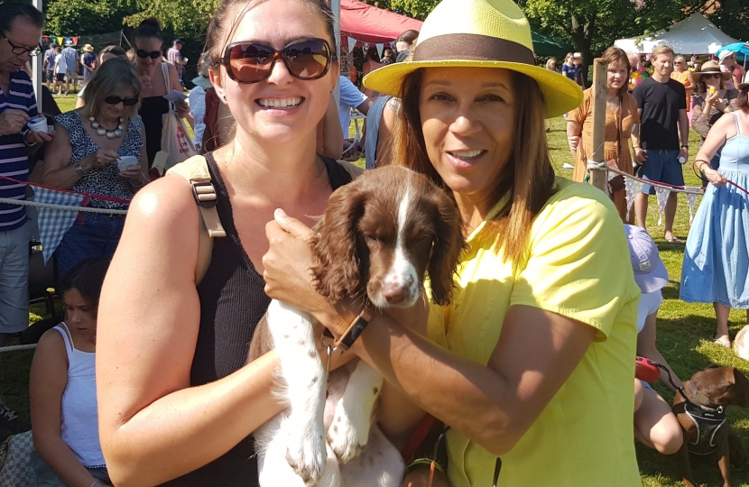 Helen Grant MP with Ramona and ‘Daisy’ at Sissinghurst dog show  