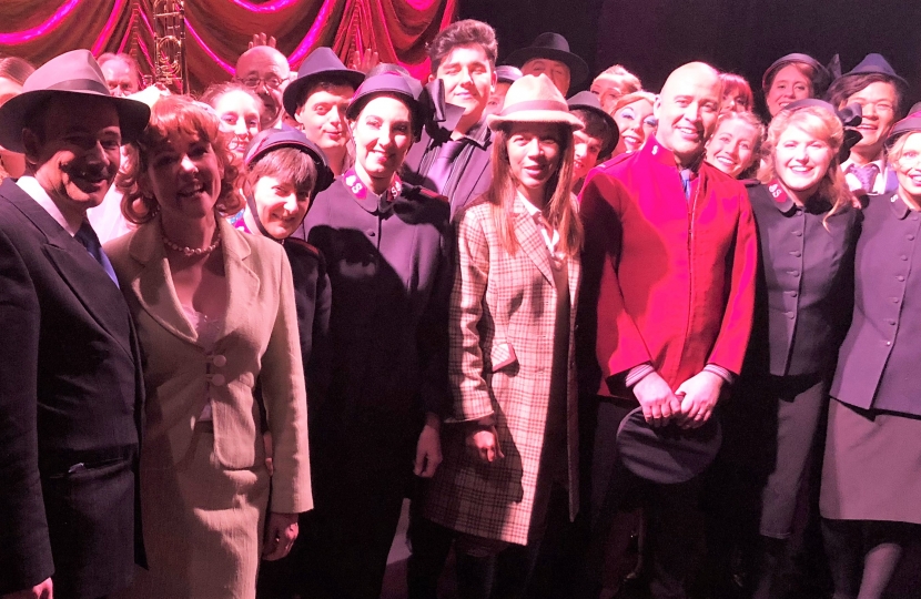 Helen with the cast of the MAOS Production of Guys and Dolls at the Hazlitt
