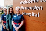 Helen Grant MP with Matrons Zoe Andrews (left) and Ali Curtis at Benenden Hospital.